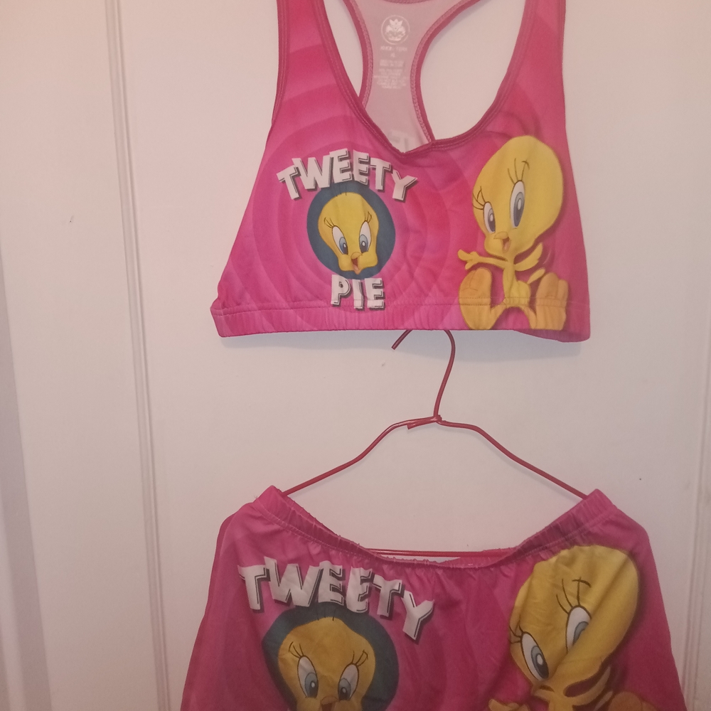 Pink Tweety Pie Sports Bra and Shorts Set